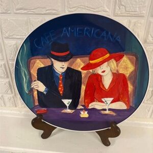 Sango Red and Cream Decorative Plate & it’s holder